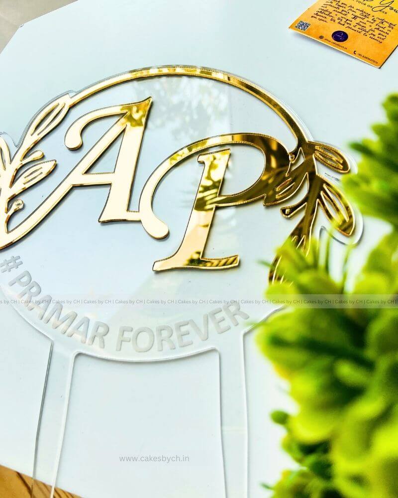 acrylic-cake-topper for wedding with initials and name