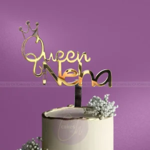 1 Stunning Acrylic Name Cake Topper - Gold Mirror Queen Crown Design by CakesByCH